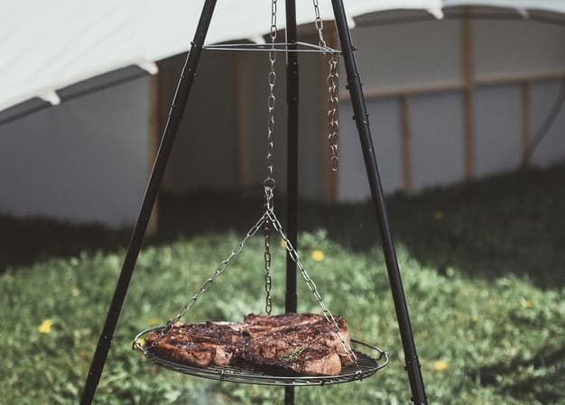 Outdoor Camping Tripod Portable Cooking Campfire Pot Cast Stable Picnic Y5X6 